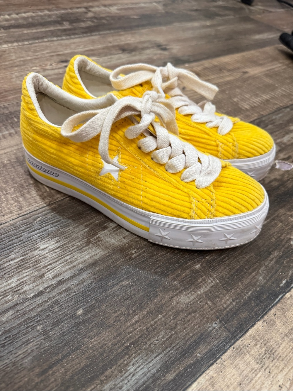 Converse MadeMe x One Star Yellow Corduroy Low-Top Sneakers with White Accents